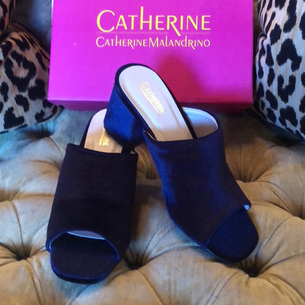 Catherine Malandrino Blue Velvet Mules